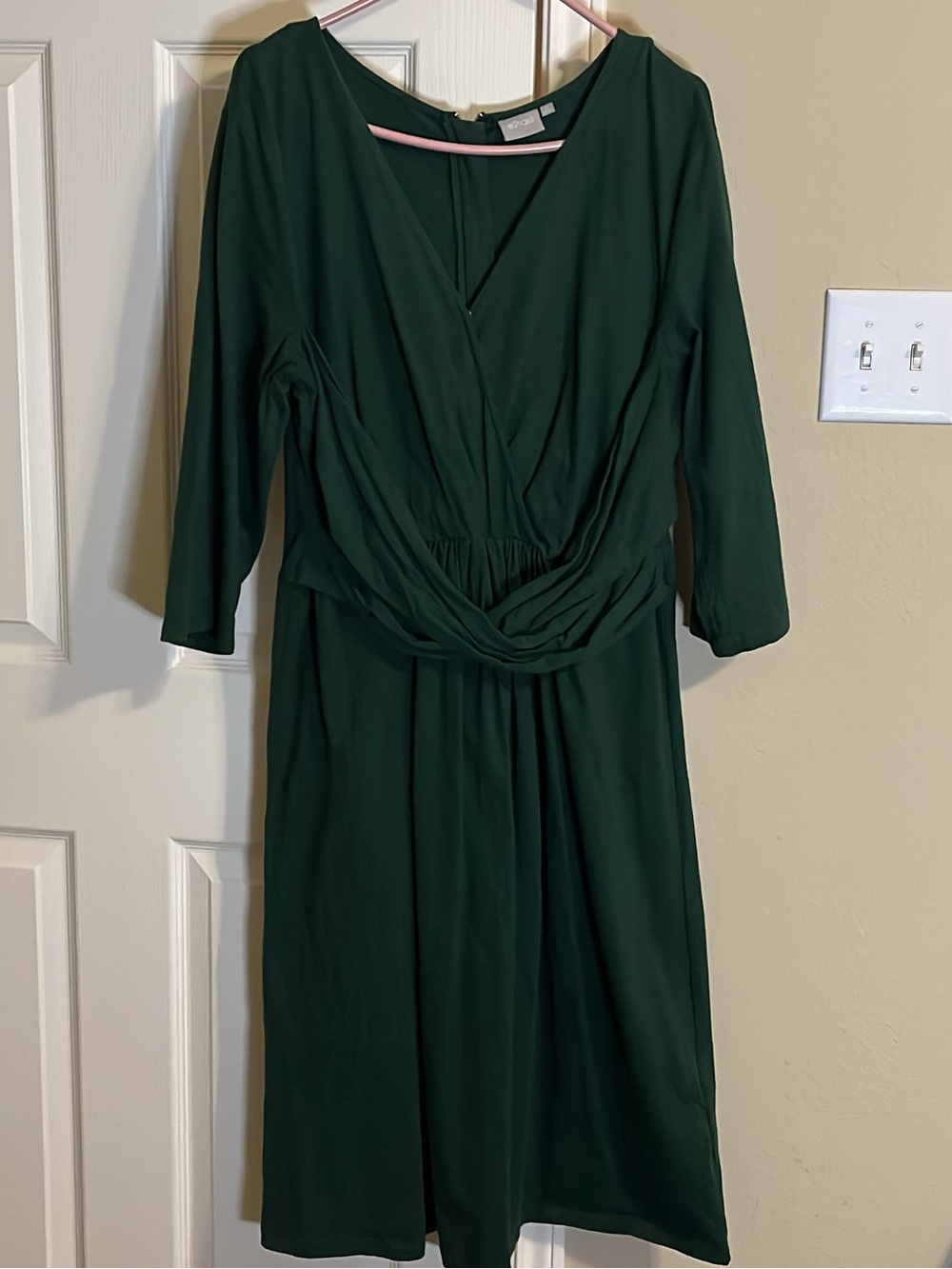 eshakti super flattering Deep Green Wrap-Front Midi Dress